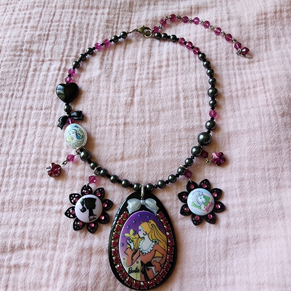Tarina Tarantino x Barbie collab waterfall necklace/choker